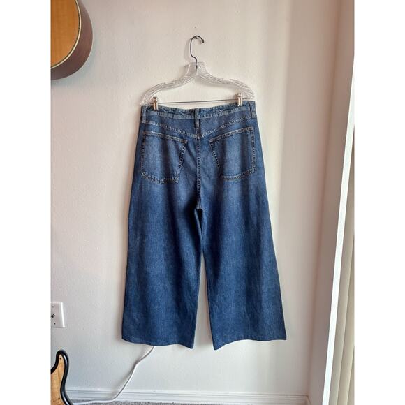 Rag & Bone Miramar Pants Terry Denim Print High Rise Wide Leg Women Size 32 - Picture 5 of 9